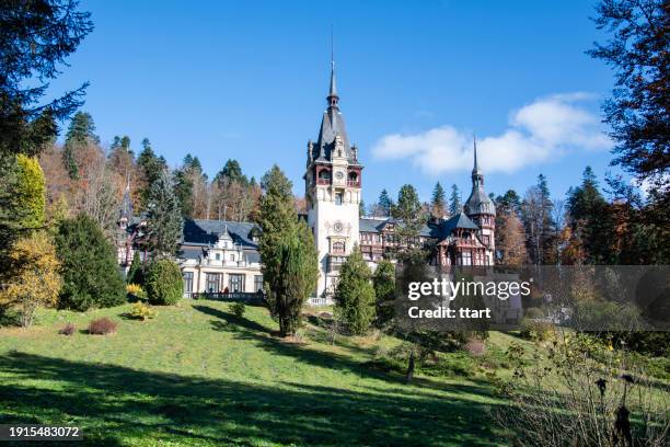 peles castle in sinaia, romania - bucharest stock pictures, royalty-free photos & images