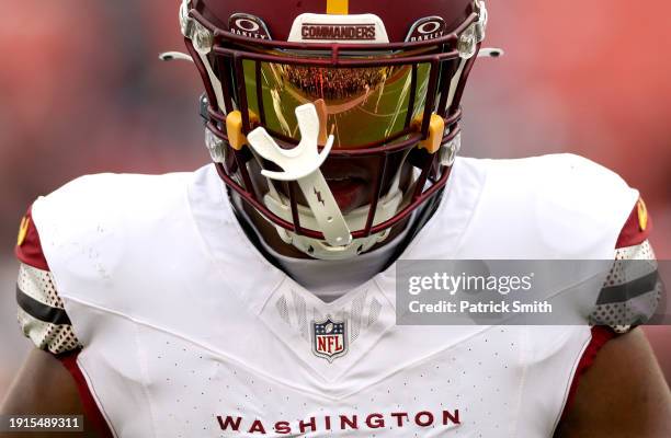 Henry of the Washington Commanders looks on before the game against the Dallas Cowboys at FedExField on January 07, 2024 in Landover, Maryland.