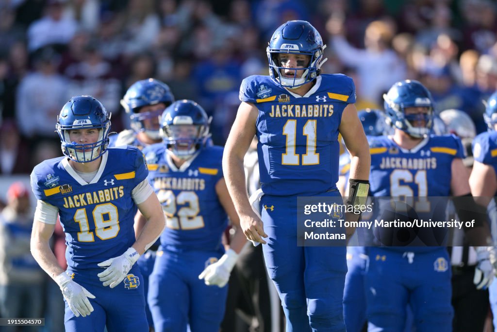 Mark Gronowski of the South Dakota State Jackrabbits reacts after a