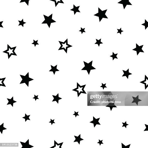 stockillustraties, clipart, cartoons en iconen met seamless pattern from a star shape. black stars on a white background. - star confetti white background