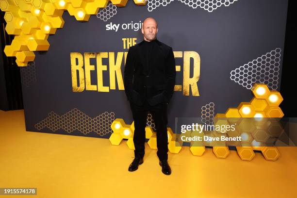 Jason Statham attends the UK Premiere of "The Beekeeper" at Vue Leicester Square on January 10, 2024 in London, England.