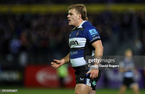 Archie Griffin of Bath looks on during the Gallagher Premiership Rugby match between Bath Rugby and Gloucester Rugby at The Recreation Ground on...