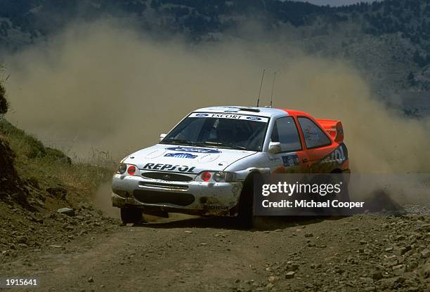 Carlos Sainz of Spain driving his Ford Escort in the mountains of the Acropolis Rally during the FIA World Rally Championships in Athens, Greece. \...