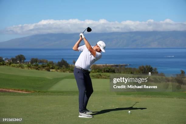 Chris Kirk of the United States plays his shot from the seventh tee during the final round of The Sentry at Plantation Course at Kapalua Golf Club on...