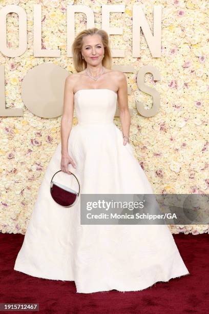 Gillian Anderson attends the 81st Annual Golden Globe Awards at The Beverly Hilton on January 07, 2024 in Beverly Hills, California.