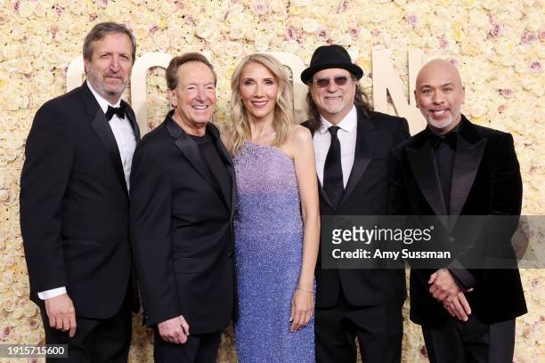 Ricky Kirshner, Barry Adelman, Helen Hoehne, Glenn Weiss, and Jo Koy attend the 81st Annual Golden Globe Awards at The Beverly Hilton on January 07,...