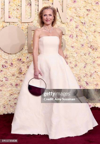 Gillian Anderson attends the 81st Annual Golden Globe Awards at The Beverly Hilton on January 07, 2024 in Beverly Hills, California.