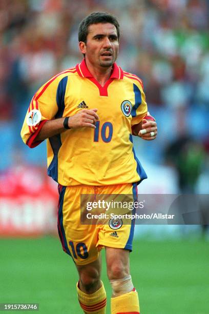 June 17: Gheorghe Hagi of Romania in action during the UEFA Euro 2000 Group A match between Romania and Portugal at Gelredome on June 17, 2000 in...