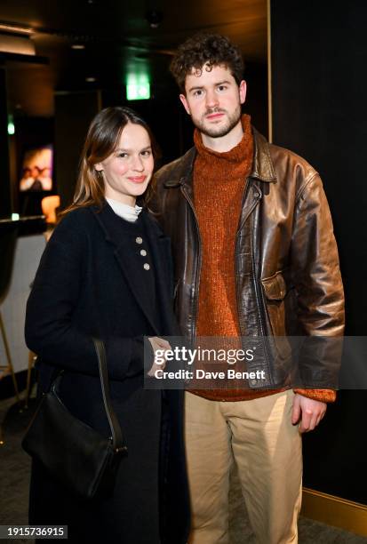 Clara Rugaard and guest attend a preview screening of "The Color Purple" at Warner House on January 10, 2024 in London, Englan.