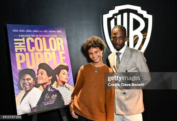 Indeyarna Donaldson-Holness and Rilwan Abiola Owokoniran attend a preview screening of "The Color Purple" at Warner House on January 10, 2024 in...