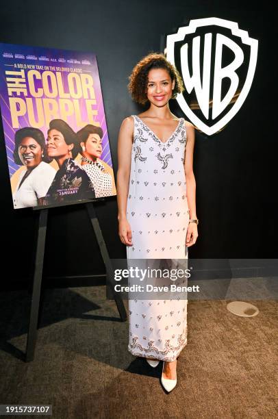 Gugu Mbatha-Raw attends a preview screening of "The Color Purple" at Warner House on January 10, 2024 in London, Englan.