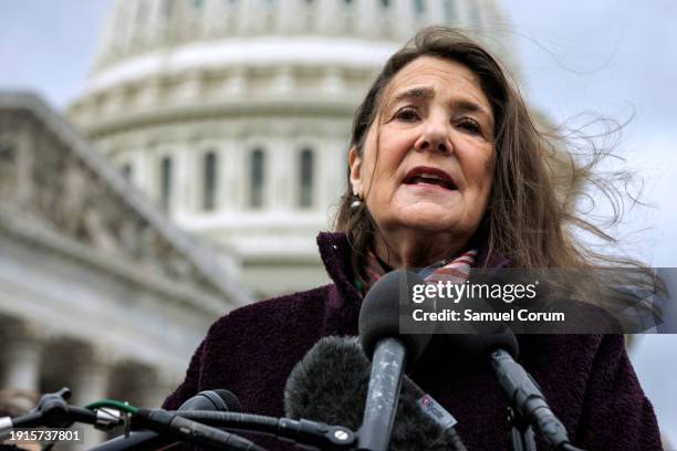 Representative Diana DeGette speaks during a press conference on preventing gun violence outside of the U.S. Capitol building on January 10, 2024 in...