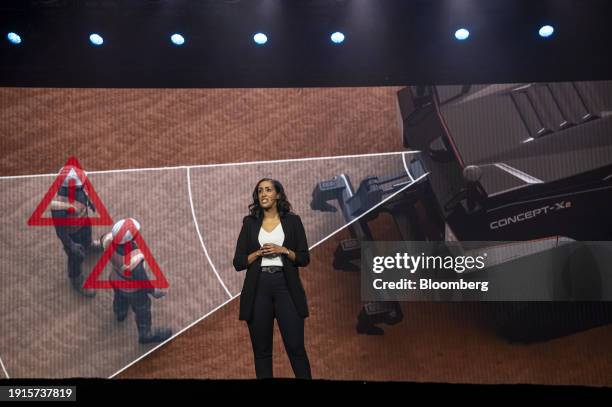 Winta Bereket, marketing project manager with Develon North America, during the 2024 CES event in Las Vegas, Nevada, US, on Wednesday, Jan. 10, 2024....