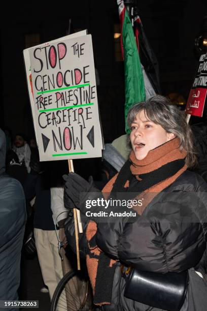 Pro-Palestinian protesters gather outside Houses of Parliament to demonstrate against the anti-boycott bill on its third reading that if passed by...