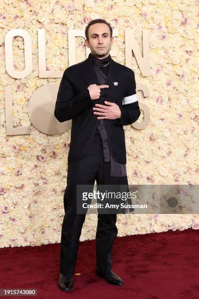 Khalid Abdalla attends the 81st Annual Golden Globe Awards at The Beverly Hilton on January 07, 2024 in Beverly Hills, California.