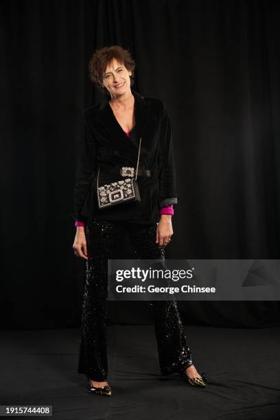 Inès de La Fressange at the portrait studio at the 2023 Footwear News Achievement Awards held at Casa Cipriani on November 29, 2023 in New York, New...