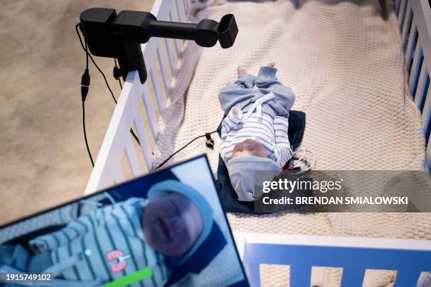 Baby monitor from Hubdic is seen at the Las Vegas Convention Center during the Consumer Electronics Show January 10 in Las Vegas, Nevada.