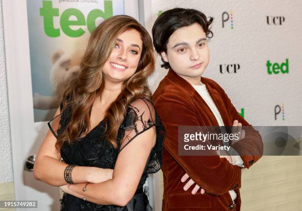 Giorgia Whigham and Max Burkholder at the premiere of "Ted" held at The Grove on January 10, 2024 in Los Angeles, California.