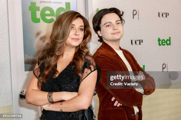 Giorgia Whigham and Max Burkholder at the premiere of "Ted" held at The Grove on January 10, 2024 in Los Angeles, California.