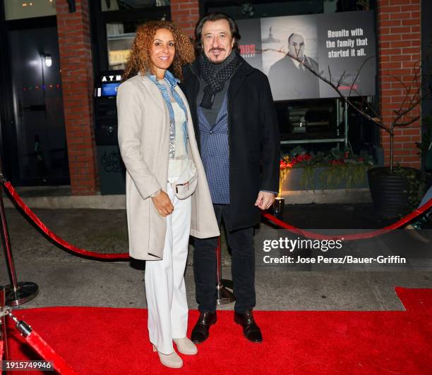 Yvonne Maria Schaefer and Federico Castelluccio are seen attending HBO's "The Sopranos" 25th anniversary celebration at 'Da Nico' Ristorante on...