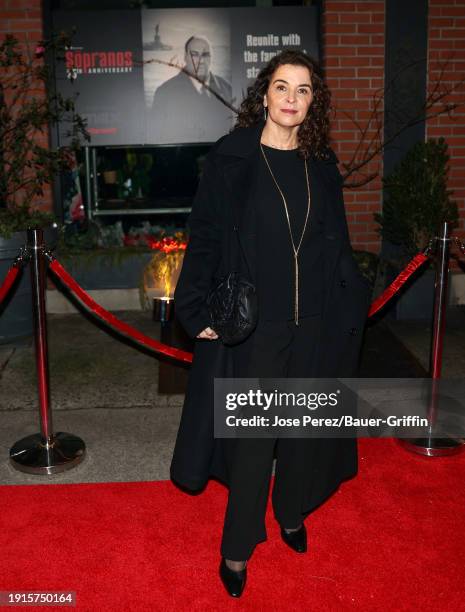 Annabella Sciorra is seen attending HBO's "The Sopranos" 25th anniversary celebration at 'Da Nico' Ristorante on January 10, 2024 in New York City.