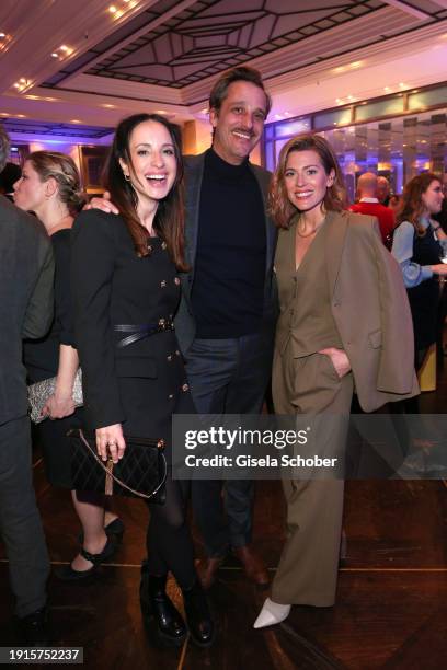 Stephanie Stumph, Max von Thun, Nele Kiper during the PEUGEOT BVC Casting Night 2024 at Hotel Bayerischer Hof on January 10, 2024 in Munich, Germany.