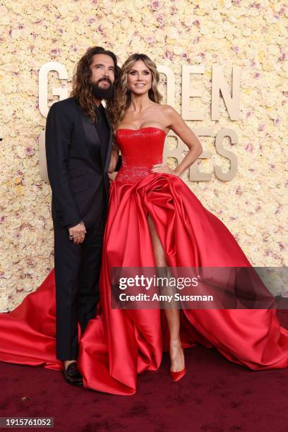 Tom Kaulitz and Heidi Klum attend the 81st Annual Golden Globe Awards at The Beverly Hilton on January 07, 2024 in Beverly Hills, California.