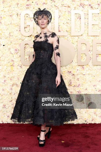 Rosamund Pike attends the 81st Annual Golden Globe Awards at The Beverly Hilton on January 07, 2024 in Beverly Hills, California.