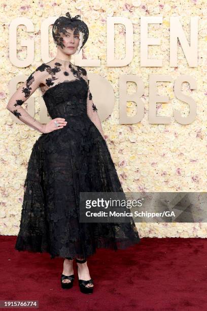 Rosamund Pike attends the 81st Annual Golden Globe Awards at The Beverly Hilton on January 07, 2024 in Beverly Hills, California.