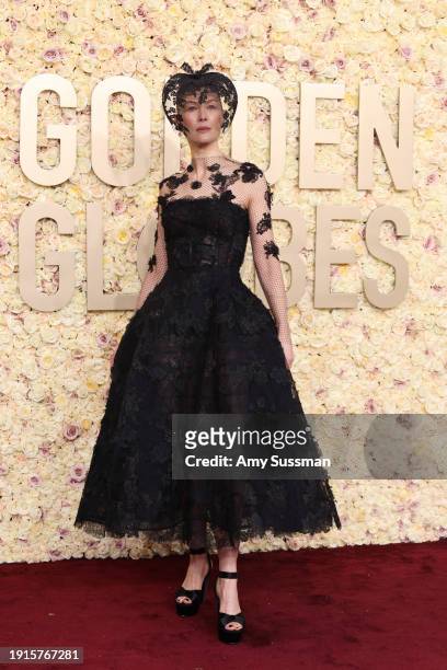 Rosamund Pike attends the 81st Annual Golden Globe Awards at The Beverly Hilton on January 07, 2024 in Beverly Hills, California.