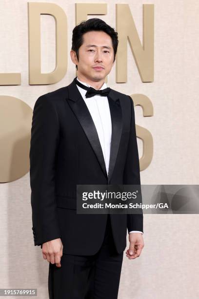 Steven Yeun attends the 81st Annual Golden Globe Awards at The Beverly Hilton on January 07, 2024 in Beverly Hills, California.