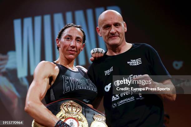 Jennifer "Tormenta" Miranda poses for photo after winning against Lara Altamirano during the WBA Interim Featherweight World Cup fight between...
