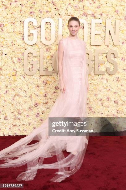 Hunter Schafer attends the 81st Annual Golden Globe Awards at The Beverly Hilton on January 07, 2024 in Beverly Hills, California.