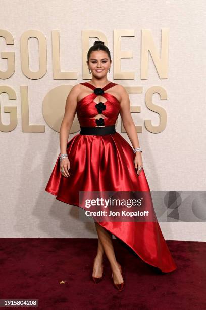 Selena Gomez attends the 81st Annual Golden Globe Awards at The Beverly Hilton on January 07, 2024 in Beverly Hills, California.