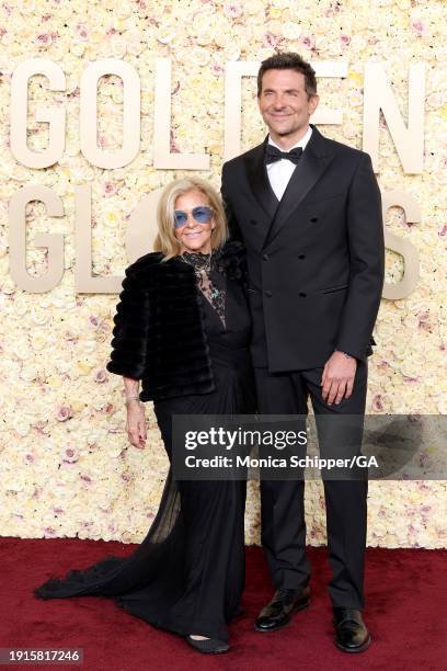 Gloria Campano and Bradley Cooper attend the 81st Annual Golden Globe Awards at The Beverly Hilton on January 07, 2024 in Beverly Hills, California.