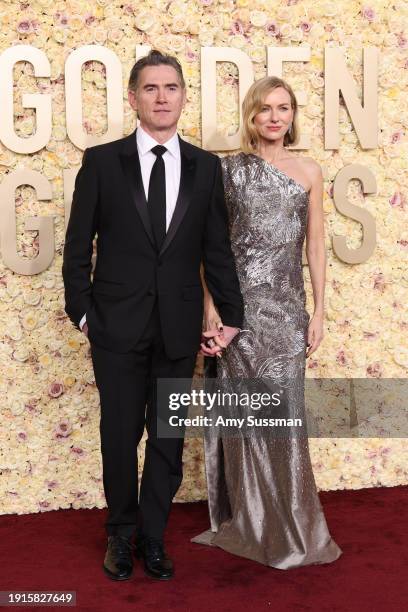 Billy Crudup and Naomi Watts attend the 81st Annual Golden Globe Awards at The Beverly Hilton on January 07, 2024 in Beverly Hills, California.