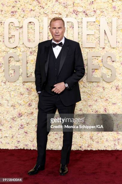 Kevin Costner attends the 81st Annual Golden Globe Awards at The Beverly Hilton on January 07, 2024 in Beverly Hills, California.