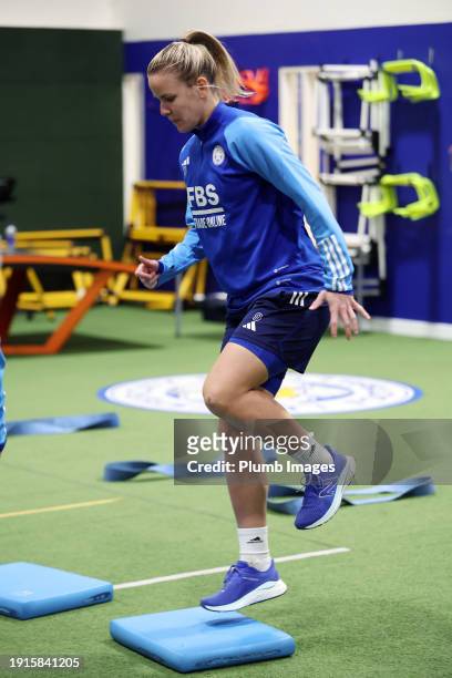 Lena Petermann of Leicester City women during the Leicester City Women training session at Belvoir Drive on January 10, 2024 in Leicester, England.