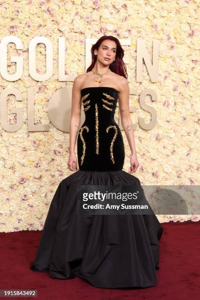 Dua Lipa attends the 81st Annual Golden Globe Awards at The Beverly Hilton on January 07, 2024 in Beverly Hills, California.