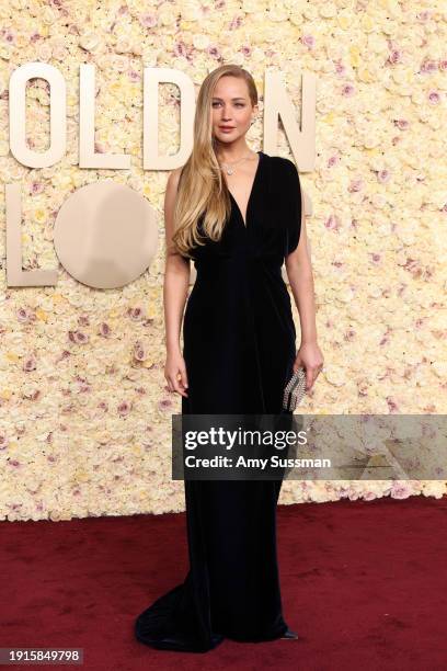 Jennifer Lawrence attends the 81st Annual Golden Globe Awards at The Beverly Hilton on January 07, 2024 in Beverly Hills, California.