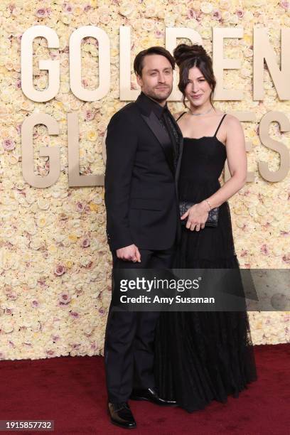 Kieran Culkin and Jazz Charton attend the 81st Annual Golden Globe Awards at The Beverly Hilton on January 07, 2024 in Beverly Hills, California.