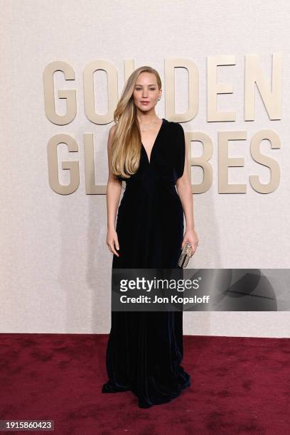 Jennifer Lawrence attends the 81st Annual Golden Globe Awards at The Beverly Hilton on January 07, 2024 in Beverly Hills, California.