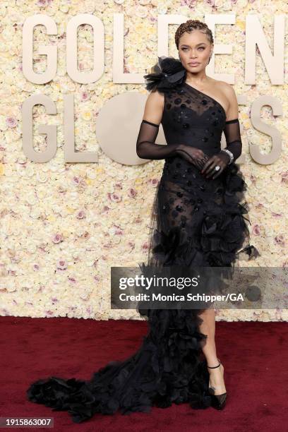 Andra Day attends the 81st Annual Golden Globe Awards at The Beverly Hilton on January 07, 2024 in Beverly Hills, California.