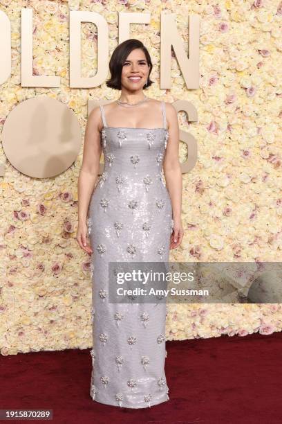 America Ferrera attends the 81st Annual Golden Globe Awards at The Beverly Hilton on January 07, 2024 in Beverly Hills, California.