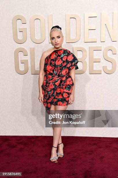 Zoe Lister-Jones attends the 81st Annual Golden Globe Awards at The Beverly Hilton on January 07, 2024 in Beverly Hills, California.