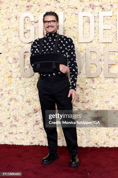 Pedro Pascal attends the 81st Annual Golden Globe Awards at The Beverly Hilton on January 07, 2024 in Beverly Hills, California.