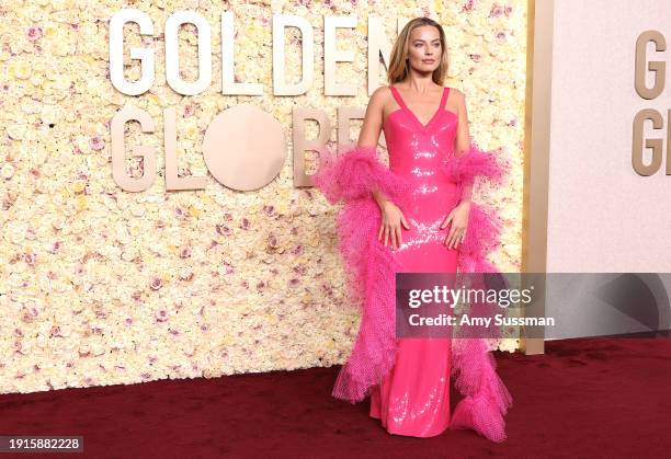 Margot Robbie attends the 81st Annual Golden Globe Awards at The Beverly Hilton on January 07, 2024 in Beverly Hills, California.