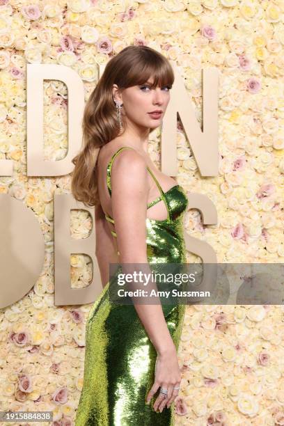 Taylor Swift attends the 81st Annual Golden Globe Awards at The Beverly Hilton on January 07, 2024 in Beverly Hills, California.