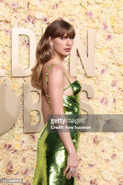 Taylor Swift attends the 81st Annual Golden Globe Awards at The Beverly Hilton on January 07, 2024 in Beverly Hills, California.