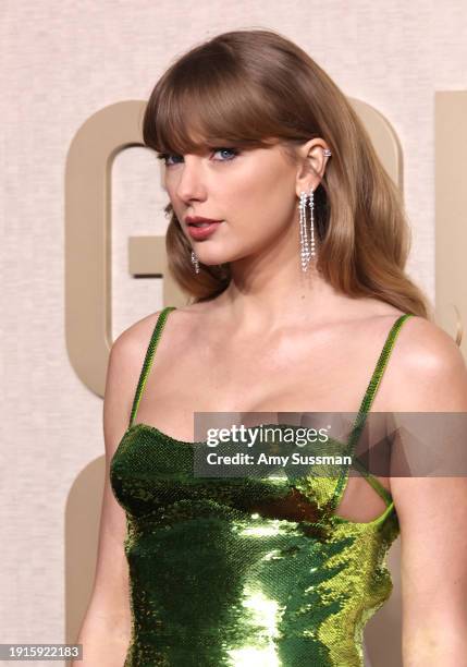 Taylor Swift attends the 81st Annual Golden Globe Awards at The Beverly Hilton on January 07, 2024 in Beverly Hills, California.